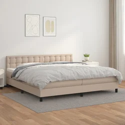 Krevet box spring s madracem cappuccino 200x200cm umjetna koža