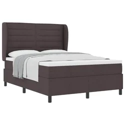 Vidaxl Postelja z vzmetnico z vzmetnico Temno rjava 140 x 190 cm blago