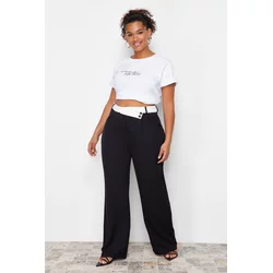 Trendyol Curve Black High Waist Wideleg Woven Trousers