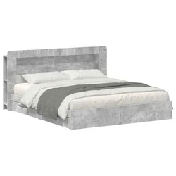 Okvir kreveta s pohranom s ladicama Betonska siva 200 x 200 cm