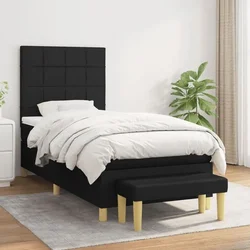 Vidaxl Box spring postelja z vzmetnico črna 100x200 cm blago
