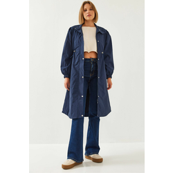 Bianco Lucci Womens Elastic Waist Long Raincoat 5939