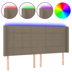 Vidaxl LED posteljno vzglavje taupe 183x16x118/128 cm blago
