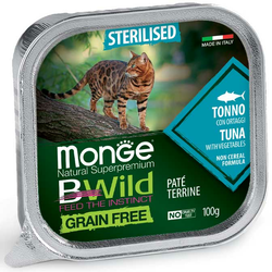 MONGE Pašteta za sterilisane mačke sa ukusom tune i povrća Bwild grain gree 100g
