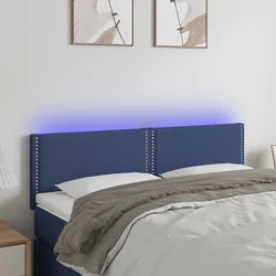 vidaXL LED posteljno vzglavje modro 144x5x78/88 cm blago