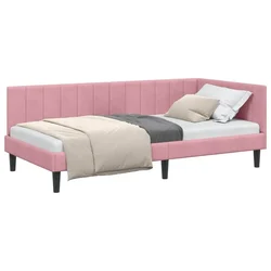 Vidaxl Kotna postelja z vzglavjem Roza 100 cm x 200 cm Žamet