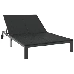 Ležaljka na suncu Crna 206 x 115 x 75 cm poliratan