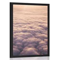 Plakat s paspartujem sončni zahod z okna letala - 60x90 silver