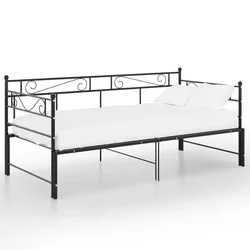 Vidaxl Izvlečni posteljni okvir črn iz kovine 90x200 cm