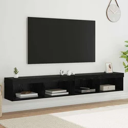 Set TV komoda s LED svjetlima 2 pcs Crni hrast 100 x 30 x 30 cm
