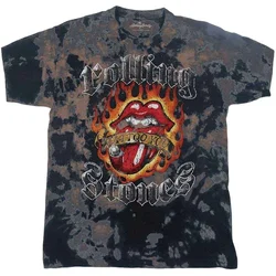 The Rolling Stones Majica Tattoo Flames Unisex Dip-Dye on Grey S