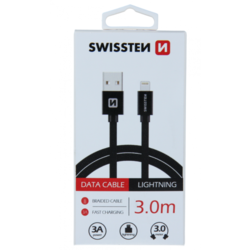 SWISSTEN USB Data Cable 3m lightning (Crna)