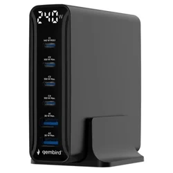 Gembird TA-UC-2A4C-PD240-01-BK 6-port 240 W GaN USB fast charger, black