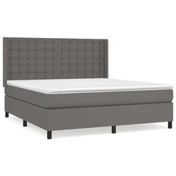 Vidaxl Box spring postelja z vzmetnico siv 160x200 cm umetno usnje