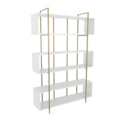 Hanah Home Bruti White Gold Polica za knjige 120x180x29.6cm, Bela