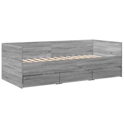 Vidaxl Dnevna postelja s predali brez vzmetnice siva sonoma 75x190 cm