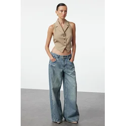 Trendyol Mink Fitted Button Detailed Vest