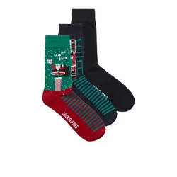 JACK & JONES Muške čarape 12266823, 3 para, Crno-zelene