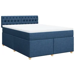 Vidaxl Box spring postelja z vzmetnico modra 140x200 cm blago