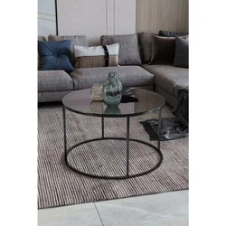 Hanah Home Royal klub sto O 75 cm, crna / dimljeno staklo
