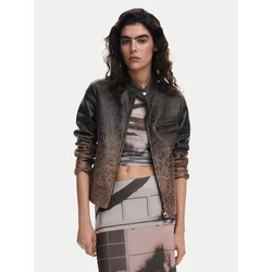 Desigual Jakna iz umetnega usnja 25SWEW44 Rjava Regular Fit