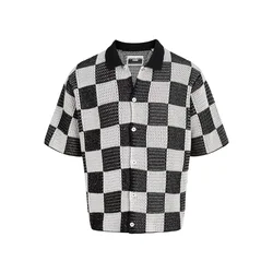 JACK & JONES Pletena jopa JCOATHLETICO črna/off-bela