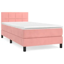 Vidaxl Box spring postelja z vzmetnico roza 90x200 cm žamet