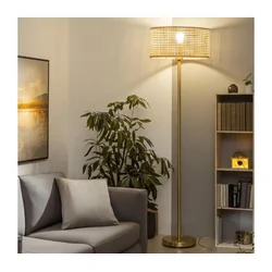 Brilagi - LED podna lampa CERIA 1xE27/20W/230V prečnik 25 cm bambus/zlatna