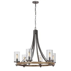 Quintiesse QN-ANGELO6 - Luster na lancu ANGELO 6xE27/60W/230V dekor hrasta