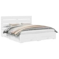 Vidaxl Konstrukcija postelje Bela 180 x 200 cm Konstruiran les