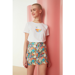 Trendyol Multi Color Floral Pattern Mini Length Woven Skirt