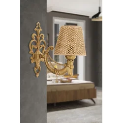 Opviq Zidna lampa Gloria Hazeran, 15x10x13cm, IP20, Bež-zlatna boje