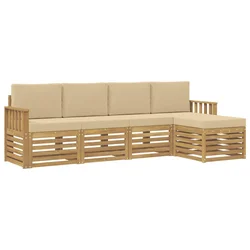 Set vanjskih sofa 5 pcs Bijela i bež 249 x 122,5 x 73 cm