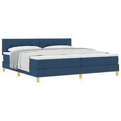 Vidaxl Postelja z vzmetnico z blazino Modra 200 x 200 cm blago