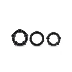 Stay Hard Beaded Set prstenova za penis, 2cm, 3 komada, Crni