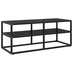 TV ormarić crni s crnim staklom 100 x 40 x 40 cm