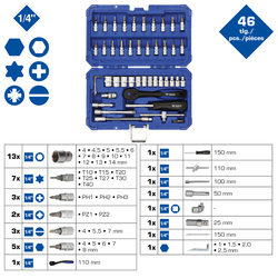 1/4 SET UTIČNIH KLJUČEVA 46 DIJELNI BRILLIANT TOOLS BT020046