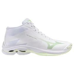 Mizuno patike Wave Lightning Pro Mid za žene, bele sa zelenim