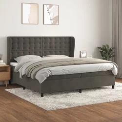 vidaXL Box spring postelja z vzmetnico temno siva 200x200 cm žamet