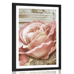 Plakat s paspartujem elegantna vintage vrtnica - 30x45 white