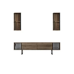 Hanah Home Chrome Line TV komoda sa dve police, Braon