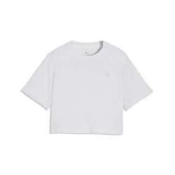 PUMA Class Relaxed Cropped Graphic Tee Youth, Age, White Glow Heather, 13-14Y