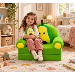 Dečija rasklopiva plišana foteljica 2u1 Happy Avocado zelena - 2 sloja ( KLK2695-HAZ )