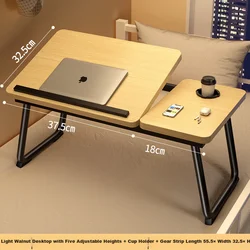Yijia Sklopivi sto za laptop za krevet, 5 nivoa, Orah