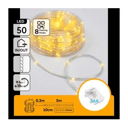 Aigostar - LED spoljni božićni niz 50xLED/8 funkcija 3xAA 5,3m IP44 toplo belo