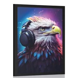 Plakat orel s slušalkami - 40x60 white