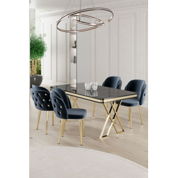 Hanah Home Set Trpezarijski sto i 4 stolice Rigel, Plavo-beli
