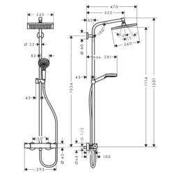 HANSGROHE tuš set s termostatsko armaturo CROMETTA E 240 1jet (27271000)