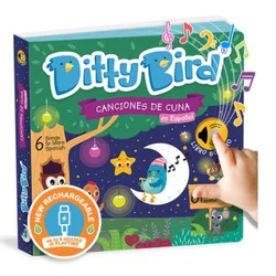 Ditty Bird Spanish Bedtime Songs Interactive Musical Sound Book for Toddlers 1- 3 Bilingual Libro Sonoro En Espanol Pin Pon