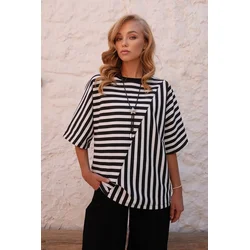 Trend Alacati Stili Ženska bluza Alc-X14539, Crno-bela